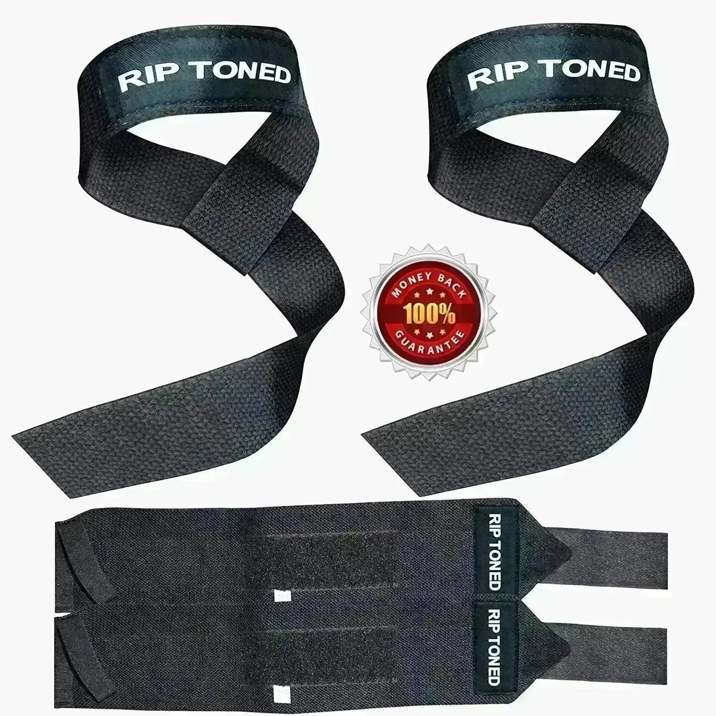 Black Rip Toned wrist wraps and lifting straps collection
