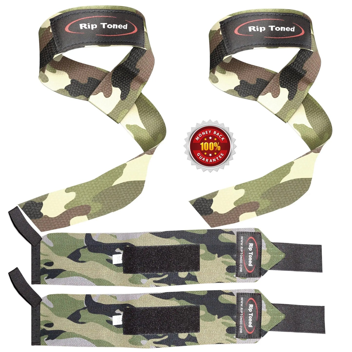 Multi color Rip Toned wrist wraps and lifting straps combo.