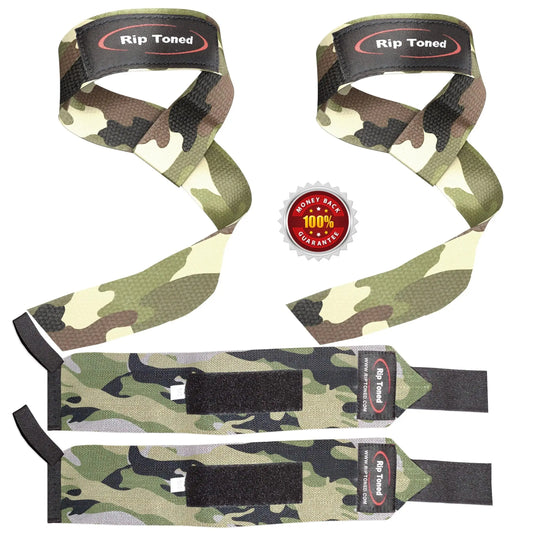 Multi color Rip Toned wrist wraps and lifting straps combo.