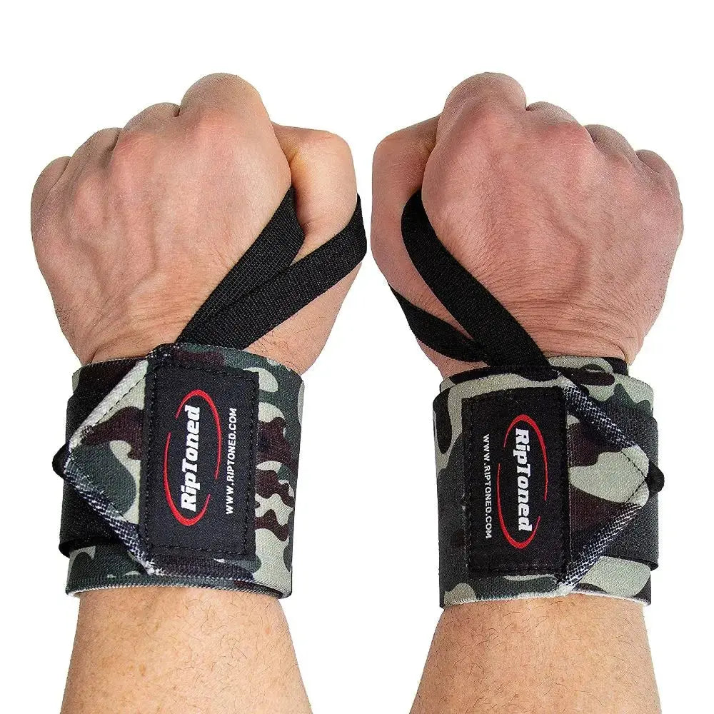 Rip Toned stiff wrist wraps showing adjustable compression