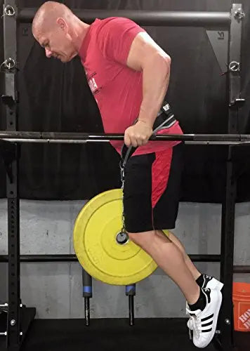 Chain-linked Rip Toned dip belt with Olympic plate