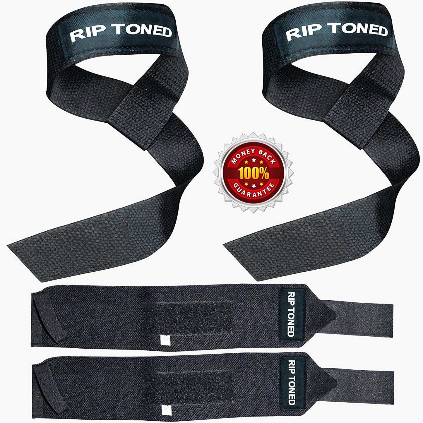 Lifting Straps & Wrist Wraps Combo Pack - Rip Toned