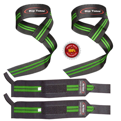 Green Rip Toned wrist wraps and lifting straps combo.
