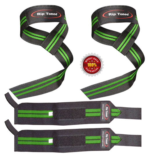 Green Rip Toned wrist wraps and lifting straps combo.