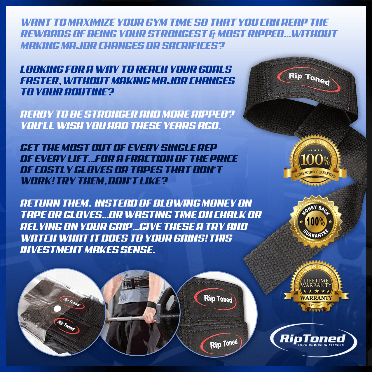 Get your gym bud lift heavier weights with you. 🤪 Gift him a new pair of Rip  Toned lifting straps! Take advantage of our December Special. …