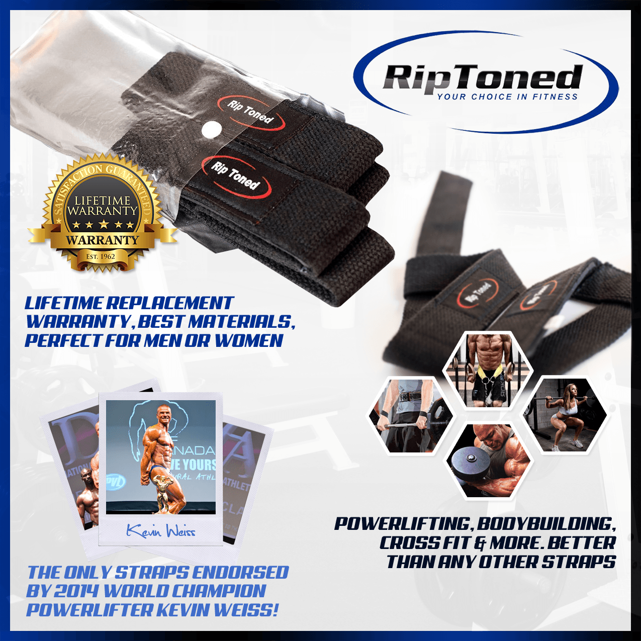 Lifting Straps & Wrist Wraps Combo Pack - Rip Toned