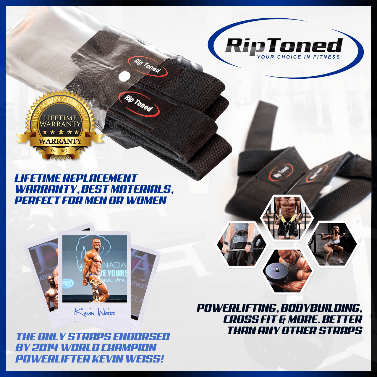 Lifting Straps By Rip Toned (PAIR) - Normal or Small Wrists - Cotton Padded  - Weightlifting, Xfit, Bodybuilding, Strength Training, Powerlifting,  Straps -  Canada
