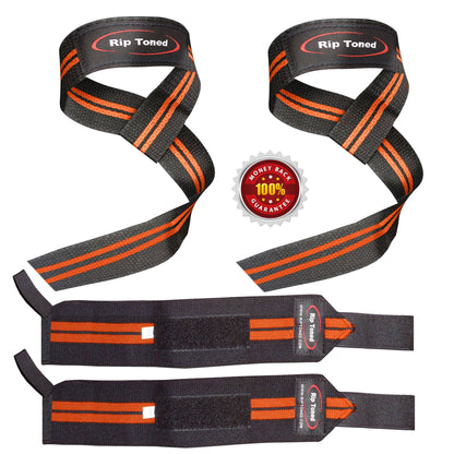 Red Rip Toned wrist wraps and lifting straps combo.
