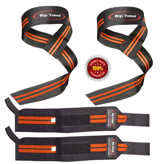 Red Rip Toned wrist wraps and lifting straps combo.