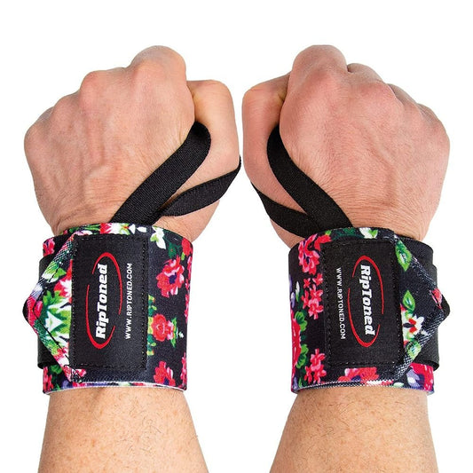Rip Toned stiff wrist wraps in camo worn during workoutl